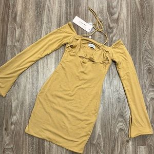 Oh Polly Mustard Long Sleeve Dress